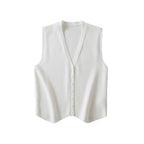 Chaleco de punto con cuello en V a rayas  primavera verano