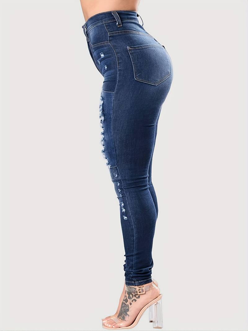 Jeans Ajustados Desgastados