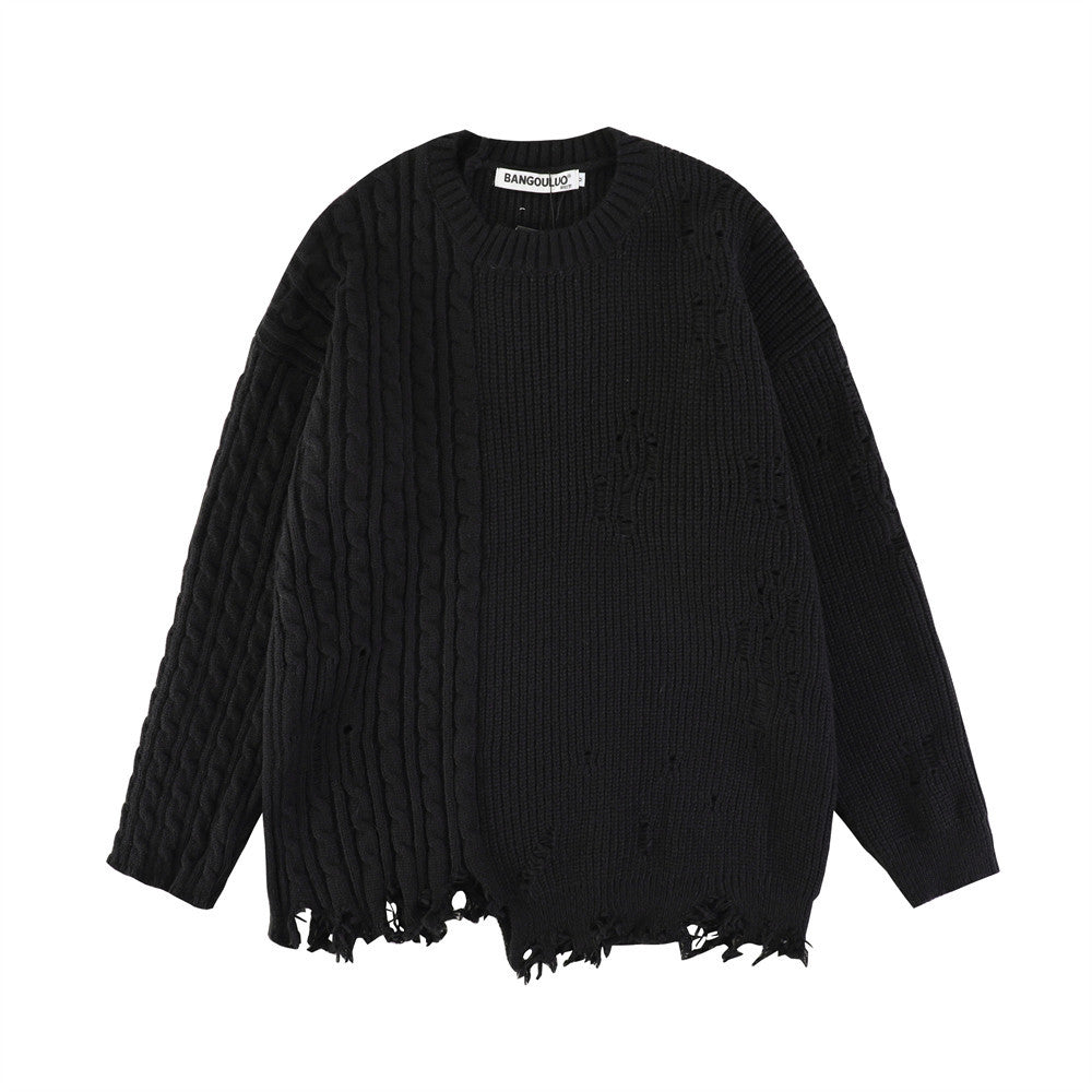 Suéter Rasgado de Color Sólido para Hombre