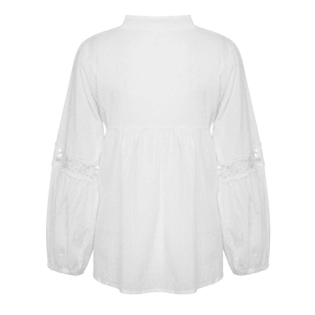 Vestido Largo de Manga Larga con Encaje Hueco