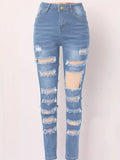 Jeans Ajustados Desgastados y Rasgados