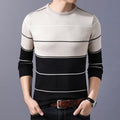 Suéter Casual de Punto a Rayas para Hombre, Cuello Redondo
