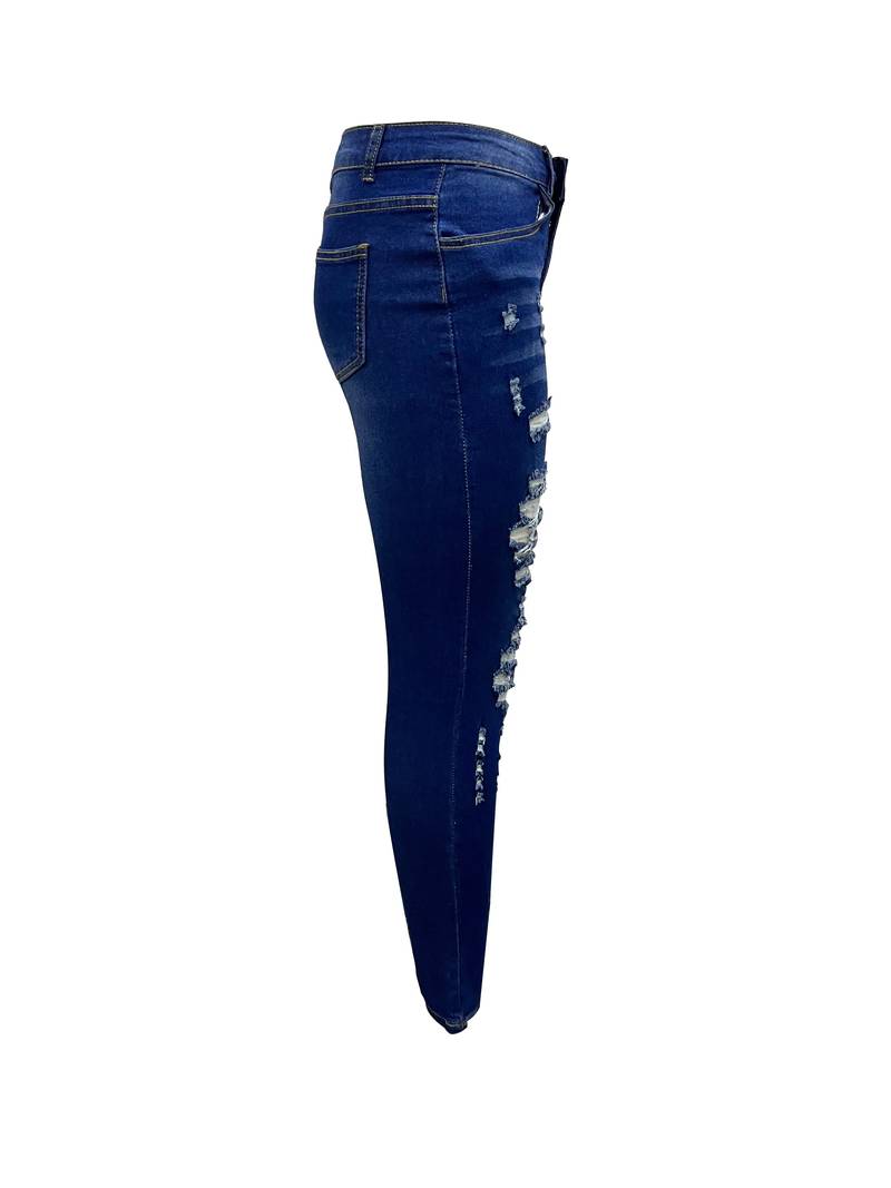 Jeans Ajustados Desgastados