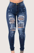 Jeans Ajustados Desgastados