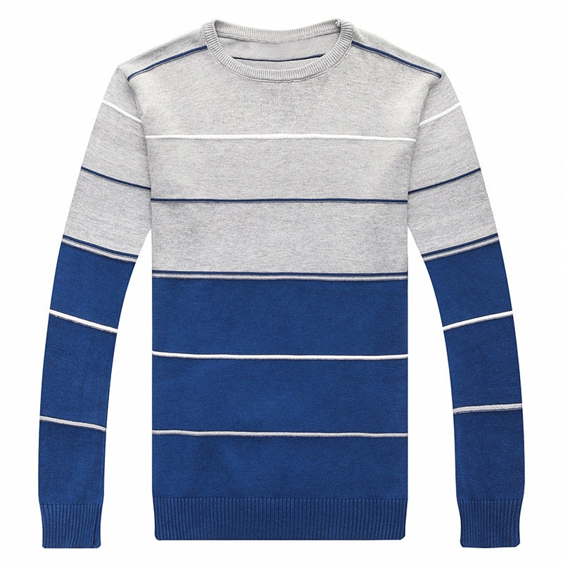 Suéter Casual de Punto a Rayas para Hombre, Cuello Redondo